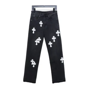 Chrome Hearts Leather White Cross Jeans - CHJ030