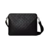 GUCCI GG EMBLEM MEDIUM CROSSBODY BAG IN BLACK GG LEATHER - BG122
