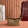 GUCCI GOSSIP SMALL SHOULDER BAG IN SAND AND BROWN GG CANVAS - BG167